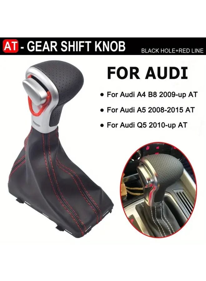 Black Leather Red Line Manual Gear Shift Knob For Audi A3 A4 A5 A6 Q5 B8 C6 - Image 5